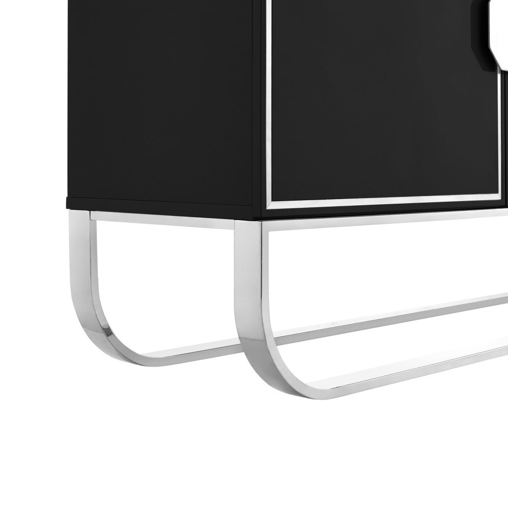 Nicole Miller Jacelynn Sideboard, Black/Chrome, 3-Door