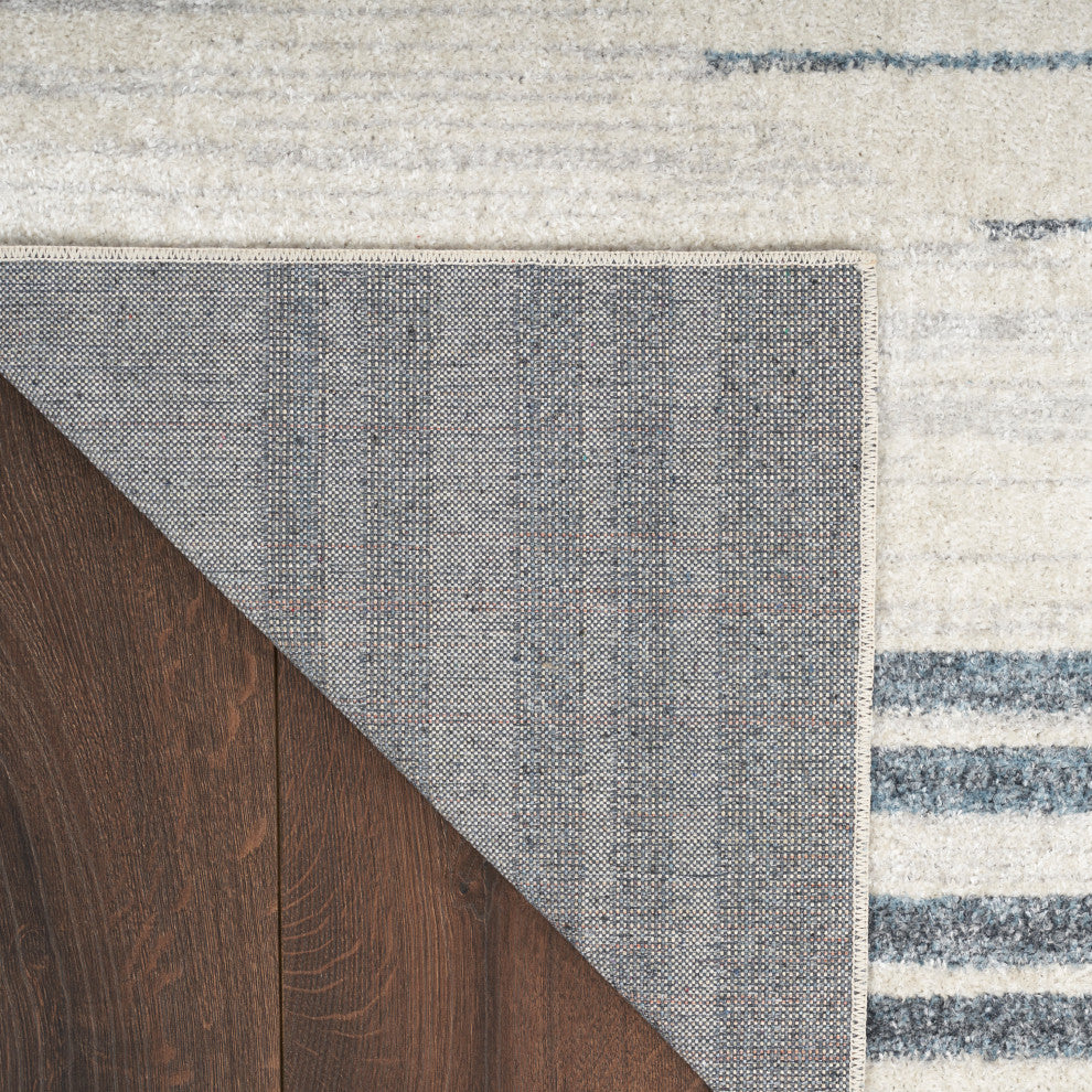 Nourison Astra Machine Washable 6'7"x9' Ivory Blue Mid-Century Modern Indoor Rug