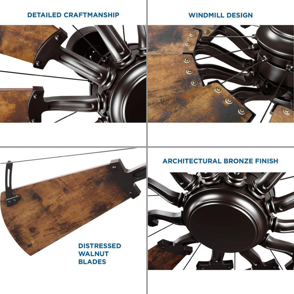 Springer 52" 12-Blade DC Motor Windmill Ceiling Fan, Architectural Bronze