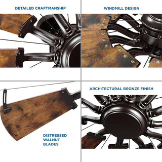 Springer 52" 12-Blade DC Motor Windmill Ceiling Fan, Architectural Bronze