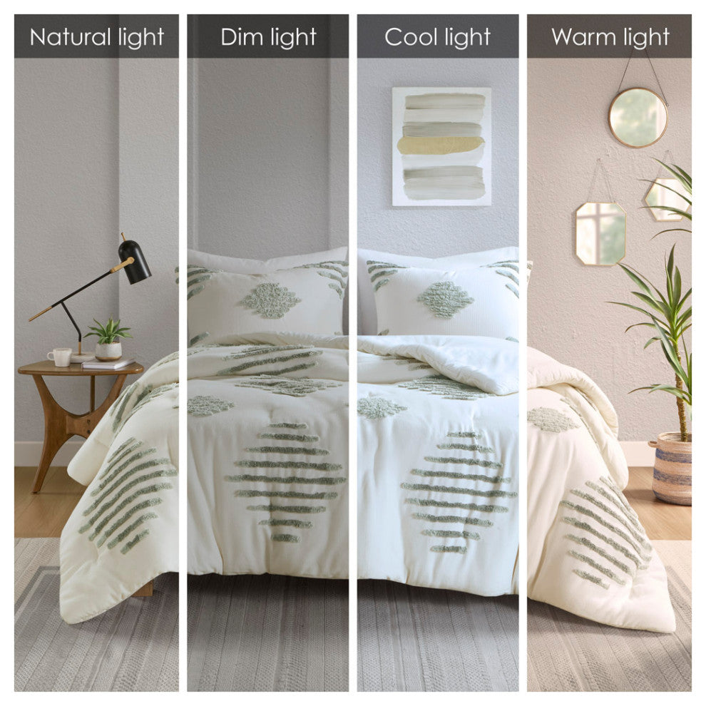 INK+IVY Tahli 3 Piece Cotton Blend Chenille Comforter Set
