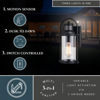 Winfield 5.75-in. 1 Light Black Motion Sensor Dusk to Dawn Outdoor Wall Lantern