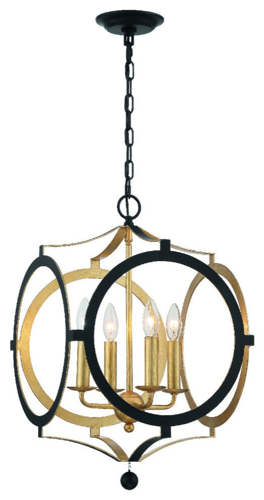 Odelle 4 Light Black and Gold Chandelier