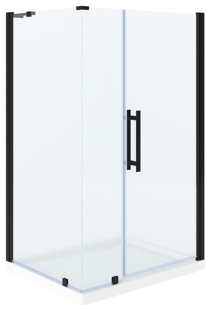 Pasadena 48"Wx36"Dx74 3/4"H Corner Pivot Shower Kit Black Base
