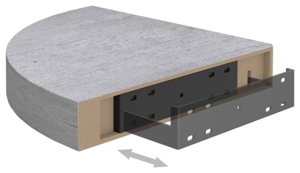 vidaXL Wall Corner Shelves Wall Floating Corner Shelf 2 Pcs Concrete Gray MDF