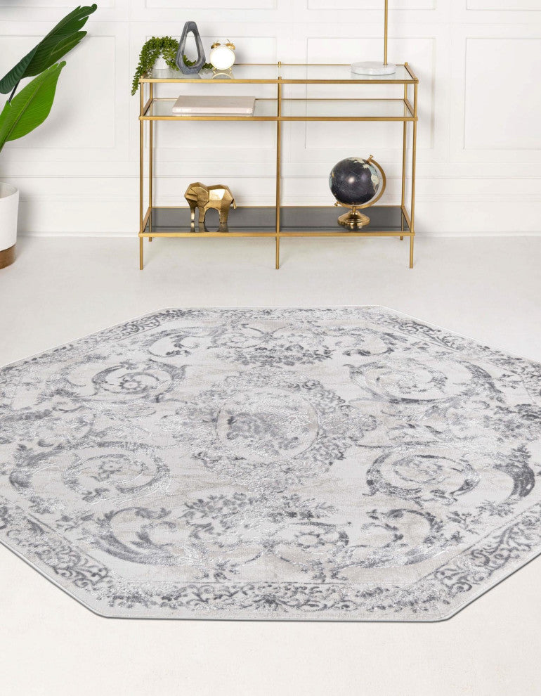 Unique Loom Diana Finsbury Rug, Gray, 5'3"x5'3" Octagon