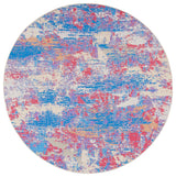 Safavieh Summer Collection Indoor-Outdoor SMR409 Rug, Blue/Red, 6'7" Round