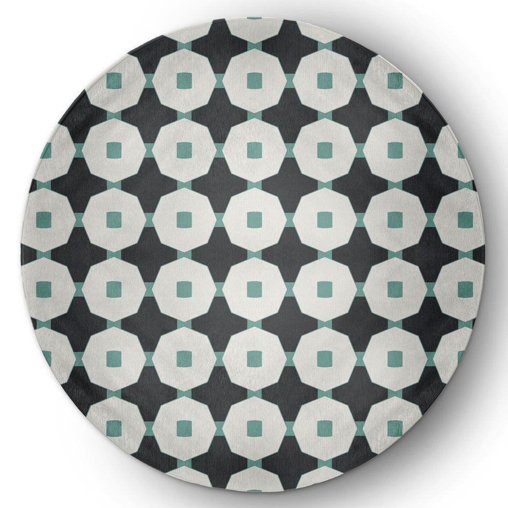 Button Up Spring Chenille Rug, Pepper, 5' Round