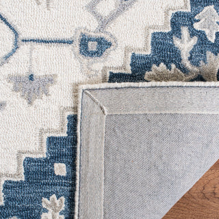 Safavieh Micro-Loop Collection MLP503 Rug, Ivory/Navy, 5' X 8'