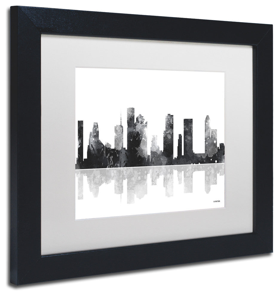 Watson 'Houston Texas Skyline BG-1' Art, Black Frame, 11"x14", White Matte