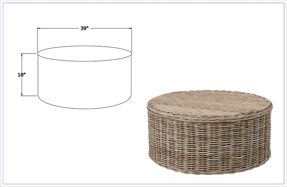 East at Main Bromley Gray Rattan Round Coffee Table