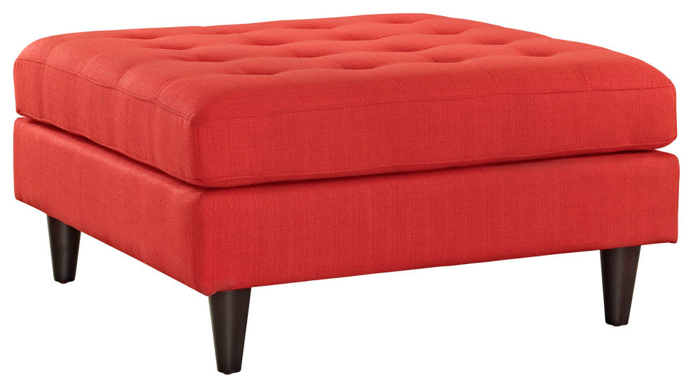 Modern Atomic Red Empress Upholstered Large Ottoman