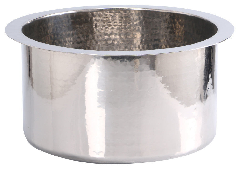 Nantucket Sinks' 15" Hand Hammered Round Bar Sink, Rs15-Ss