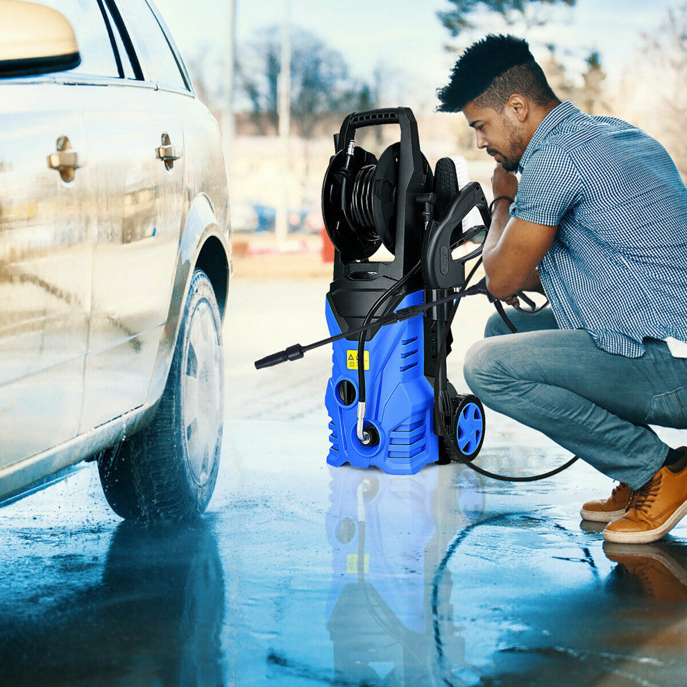 Costway 2030PSI Electric Pressure Washer Cleaner 1.7 GPM 1800W w Hose Reel Blue