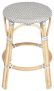 24" Natural Gray and White Rattan Backless Counter Height Bar Chair