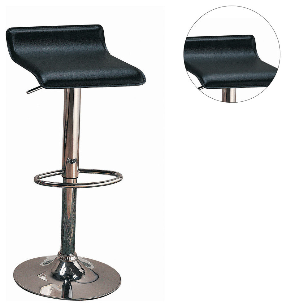 Set of 2 Adjustable Height Bar Stools, Black