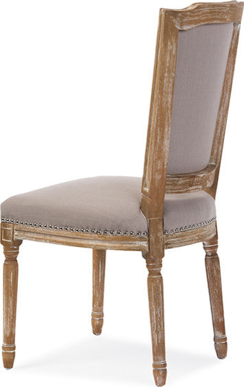 Estelle Weathered Oak Button-tufted Upholstered Dining Chair, Beige