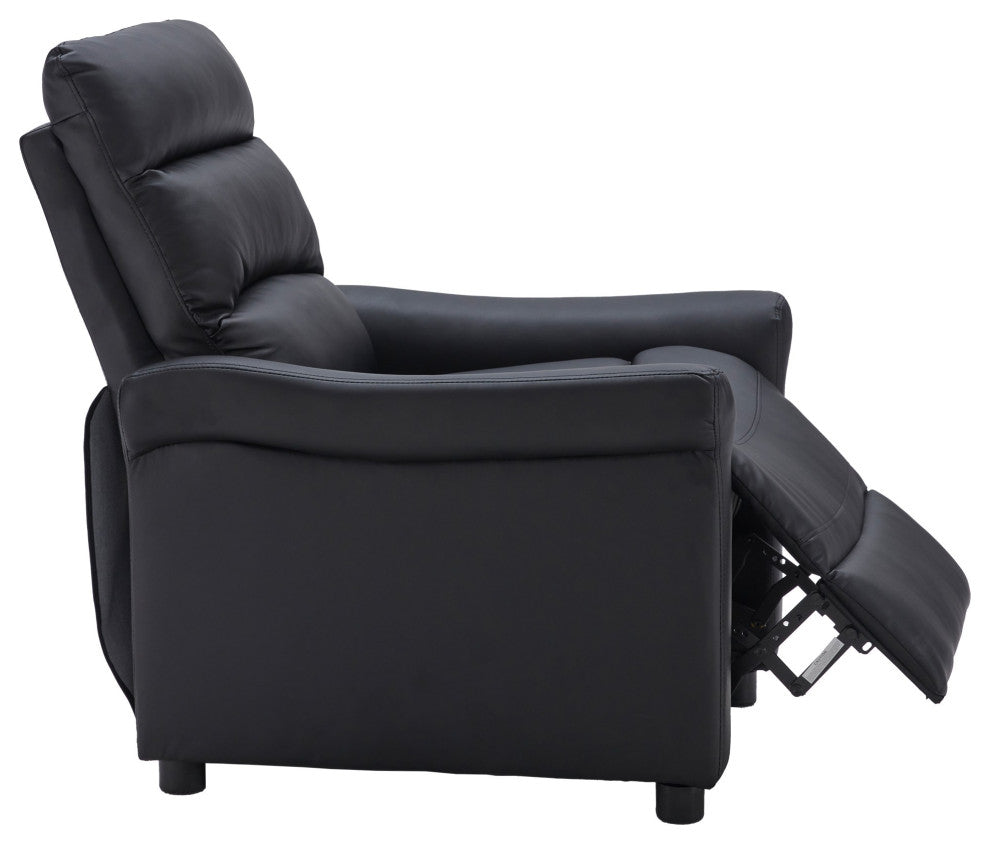 Black Faux Leather Modern Manual Recliner Chair