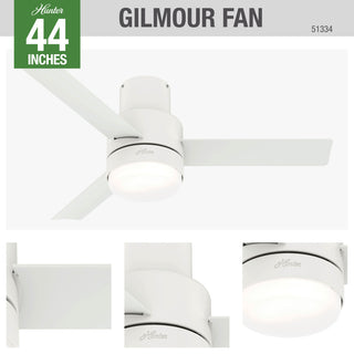 Hunter 44" Gimour Matte White Ceiling Fan, LED Light and Remote Control