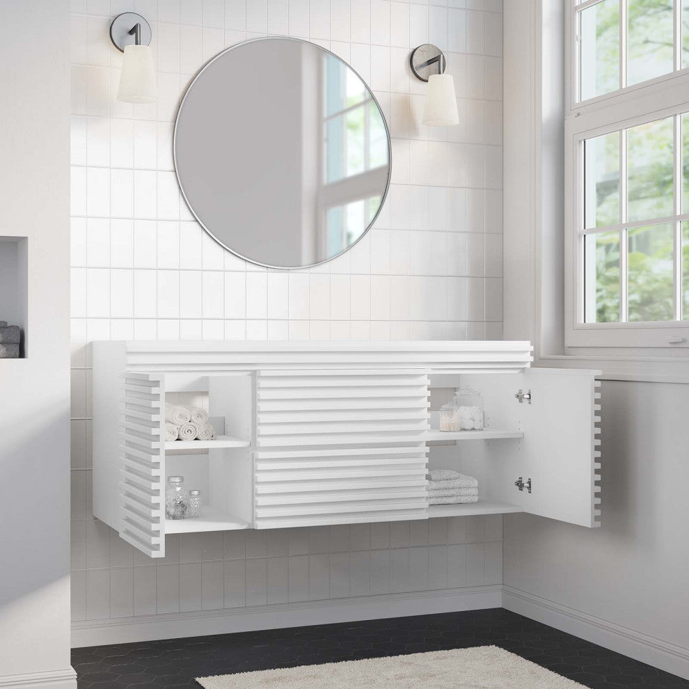 Render 48" Wall-Mount Bathroom Vanity Cabinet, White