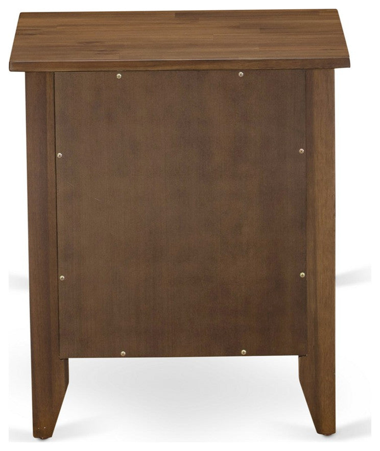 Small Nightstand, 1 Wood Drawer, Antique Walnut