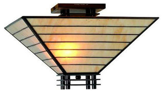 Tiffany-style Mission Semi-flush Ceiling Fixture