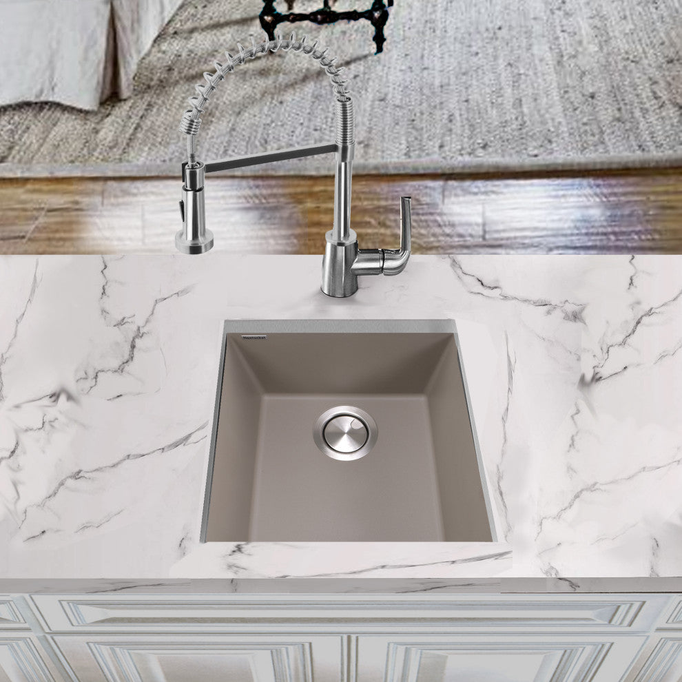 Nantucket Sinks 17" Single Bowl Undermount Granite Composite Bar-Prep Sink, Truf