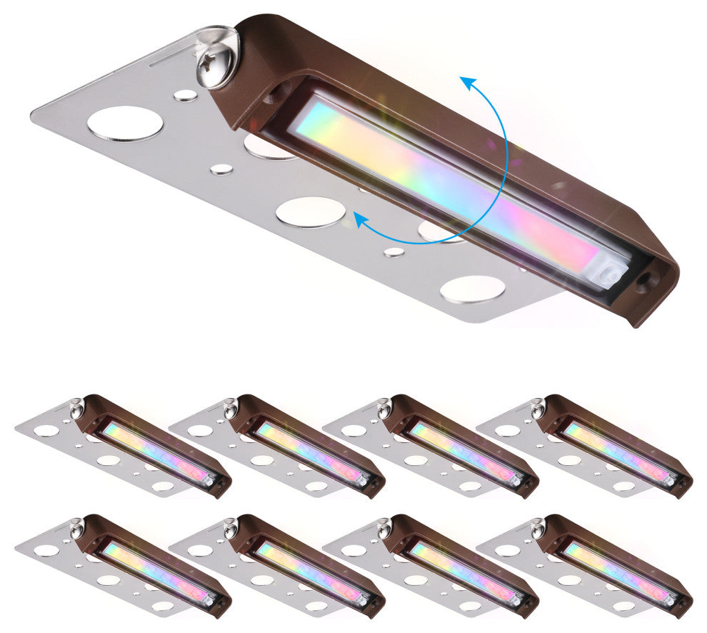 LEONLITE 7 Inch LED RGB Hardscape Lighting, 270Â° Swivel Retaining Wall Lights, 8pack