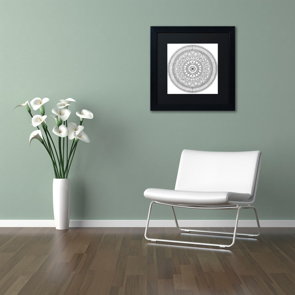 Hello Angel ''Mandala II'' Art, Black Frame, Black Mat, 11x11
