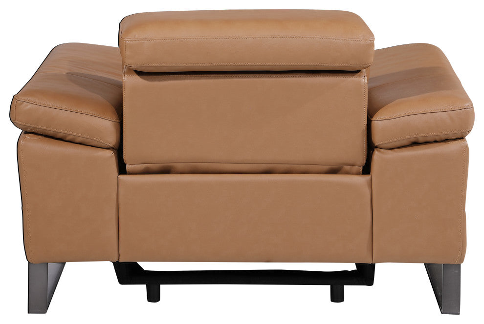 Antonio Italian Leather Power Reclining Arm Chair, Cognac