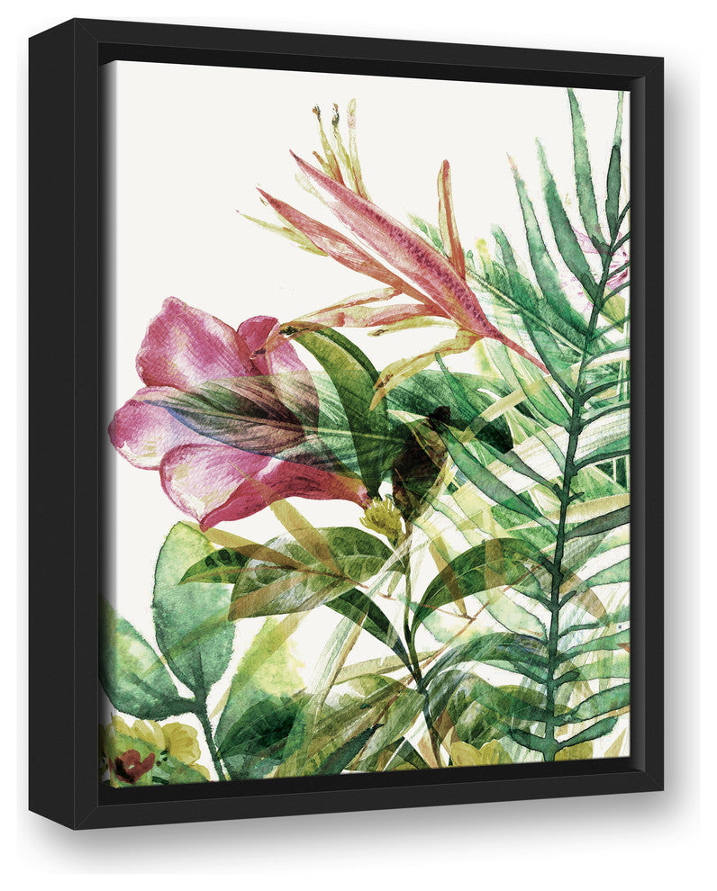 Tropical Plants 12x16 Black Floating Framed Canvas