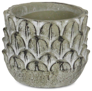 Round Cement Pot Feather Pattern, 5.25"