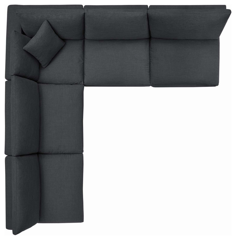 Gray Commix Down Filled Overstuffed 5 Piece Sectional Sofa Set
