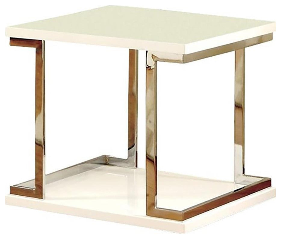 Bowery Hill Contemporary Wood Square End Table in White Finish
