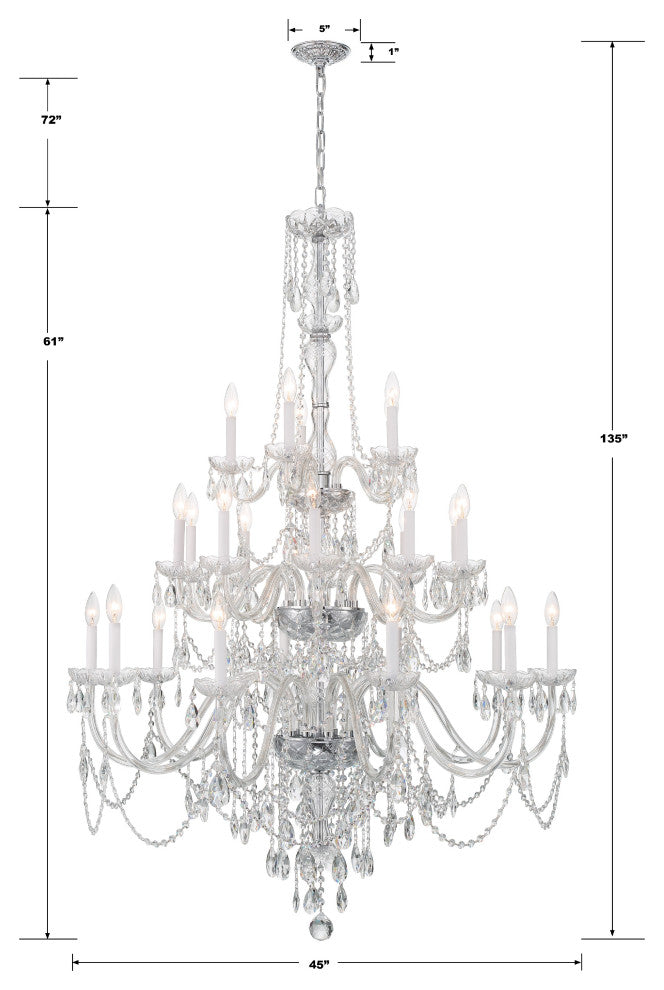 Traditional Crystal 25-Light Polished Chrome Chandelier