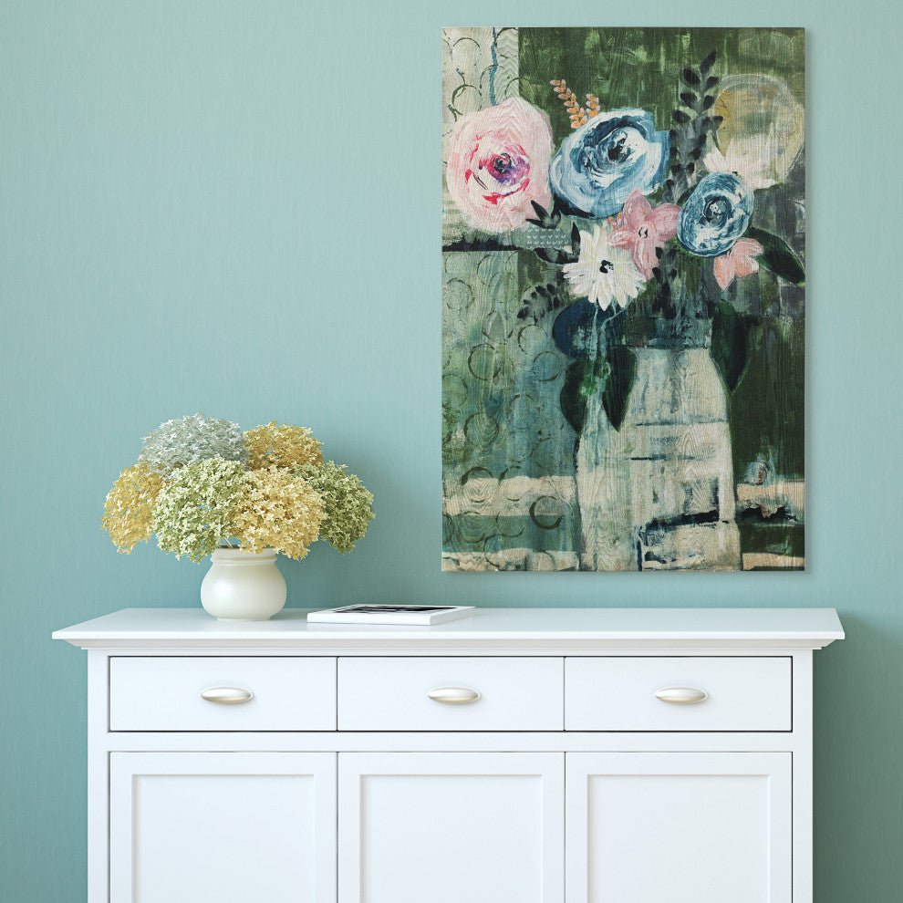 Modern Floral Circle Wall Art Fine Giclee Printed on Hand Finished Ash Wood