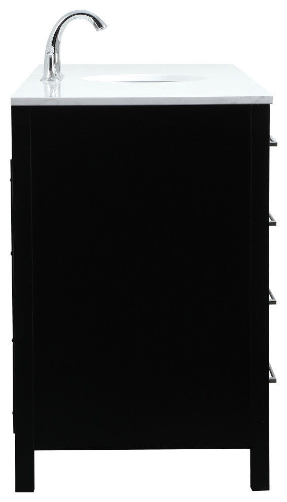 Isabel Single Bathroom Vanity, Black, 60", Without Backsplash
