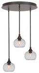 Empire 3-Light Cluster Pendalier, Dark Granite/Clear Bubble