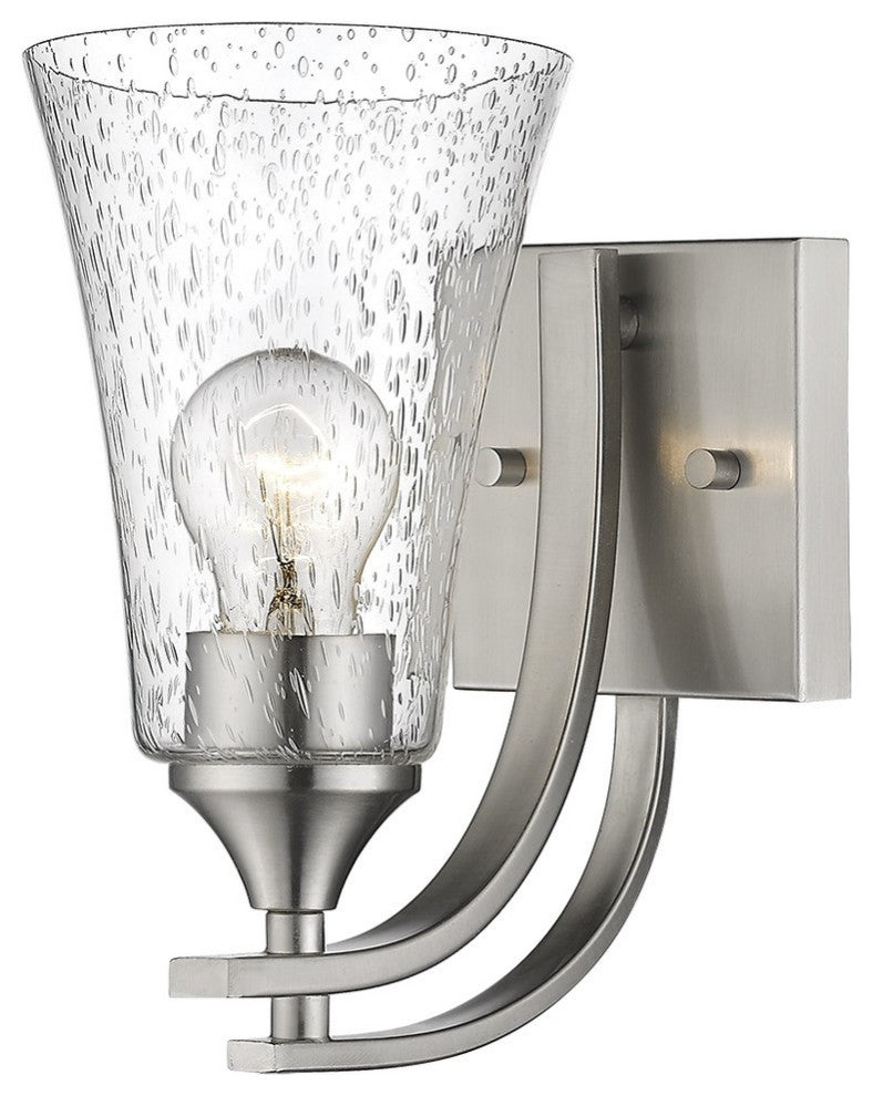 Natalie Collection 1 Light 5 in. Satin Nickel  Bathroom Sconce