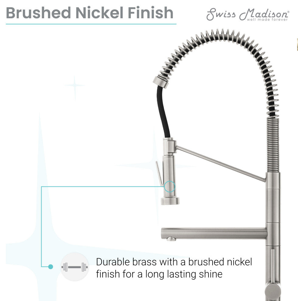 Nouvet Single Handle, Pull-Down Kitchen Faucet With Pot Filler, Brushed Nickel