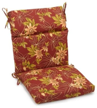 18"x38" Spun Polyester Outdoor Squared Seat/Back Chair Cushion, Passion Ruby