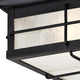 2 Light Flush Mount Fixture Black Ceiling Lamp With Seeded Glass Shade