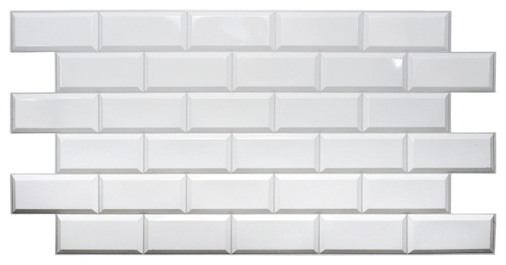 Pearl White Tile 3D Wall Panels, Set of 10, Covers 50 Sq Ft