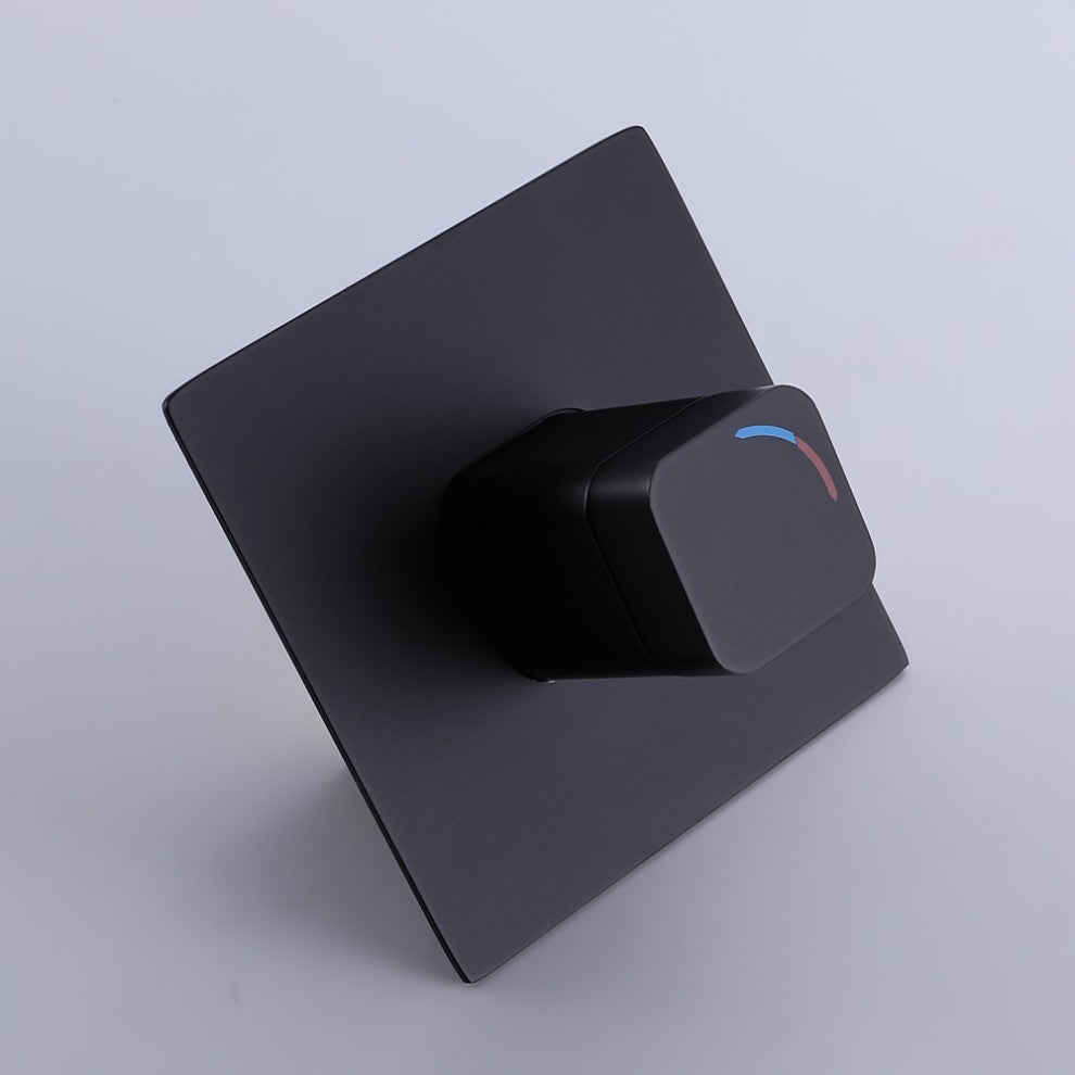Waterfall Wall Mount Bathroom Sink Faucet Single Knob Solid Brass Matte Black