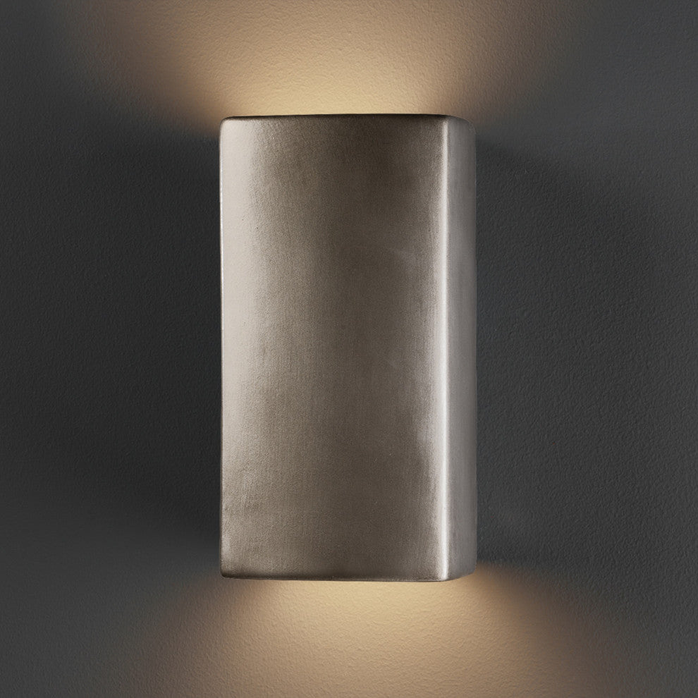 Ambiance Small Rectangle, Open Top/Bottom Sconce, Antique Silver, LED