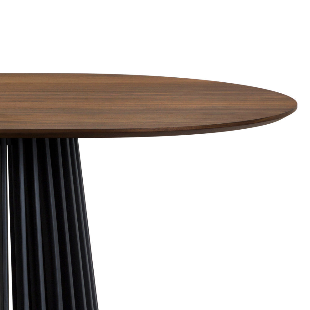 Pasadena 79" Wood Oval Dining Table With Walnut Finish and Black Base
