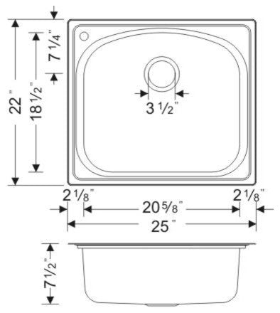 Wells Sinkware D-shaped Topmount Sink Pack, 8 Inches Deep, Hole on the Left, Sin