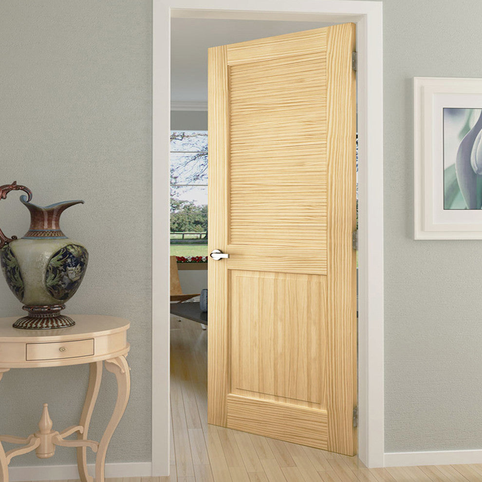 Interior Door Louvered Panel, Unfinished Wood, Solid Core, 80"x24"x1.375"