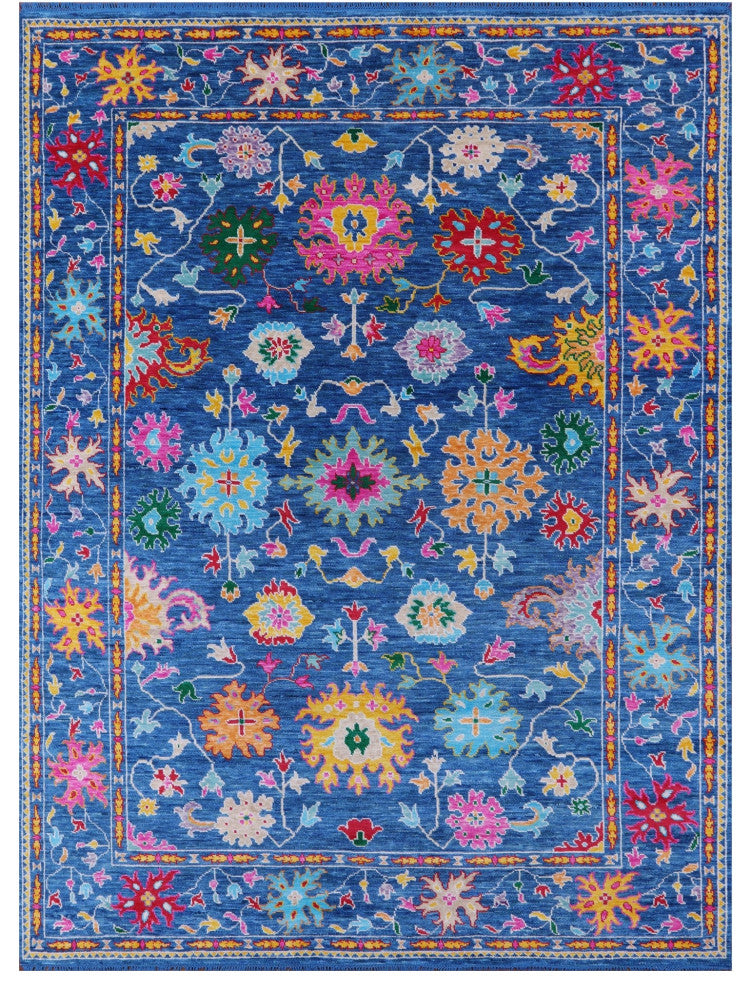 9' 0" X 12' 2" Hand-Knotted Turkish Oushak Wool Rug - Q14938