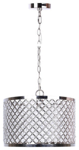 1-Light Polished Nickel Pendant Lamp With Crystalline Metal Shade